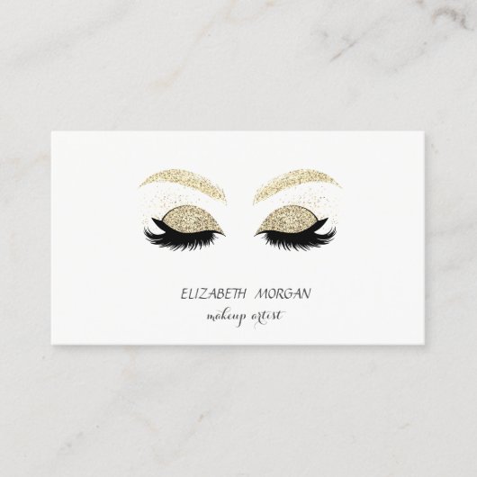 Elegant Modern, Gold Glitter Lashes, Makeup kunste Visitekaartje (Voorkant)