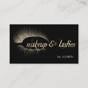 Elegant Modern Gold Glitter Lashes, Makeup Visitekaartje