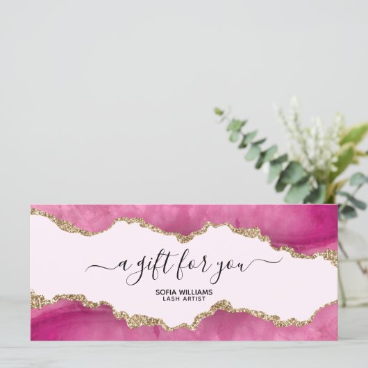 Elegant modern Gold Glitter Roze Agate (Staand voorkant)