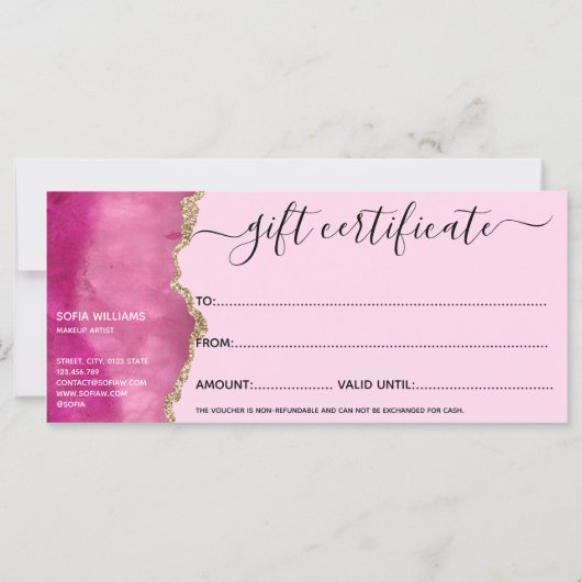 Elegant modern Gold Glitter Roze Agate (Achterkant)