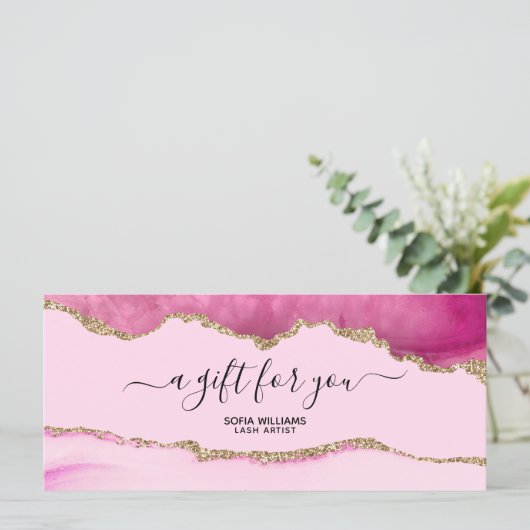 Elegant modern Gold Glitter Roze Agate (Staand voorkant)