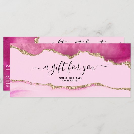 Elegant modern Gold Glitter Roze Agate (Voorkant / Achterkant)