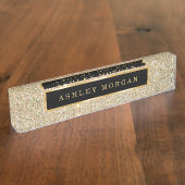 Elegant Modern Gold Glitter Sparkles Naambordje (Zijkant)