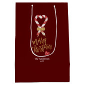 Elegant Modern Gold Glitter Vrolijk Kerstfeest Sno Medium Cadeauzakje (Achterkant)