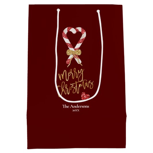 Elegant Modern Gold Glitter Vrolijk Kerstfeest Sno Medium Cadeauzakje (Achterkant)