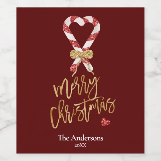 Elegant Modern Gold Glitter Vrolijk Kerstfeest Sno Wijn Etiket (Enkel label)