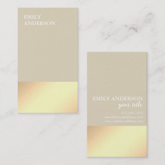 Elegant Modern Gold Glow Minimalistic Beige  Visitekaartje (Voorkant / Achterkant)