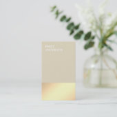 Elegant Modern Gold Glow Minimalistic Beige  Visitekaartje (Staand voorkant)