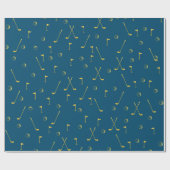 Elegant modern Gold Golf Pattern Golfer Blue Cadeaupapier (Vlak)