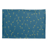 Elegant modern Gold Golf Pattern Golfer Blue Kussensloop (Achterkant-Links)