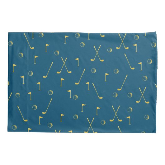 Elegant modern Gold Golf Pattern Golfer Blue Kussensloop (Achterkant-Links)