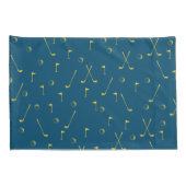 Elegant modern Gold Golf Pattern Golfer Blue Kussensloop (Achterkant-Rechts)