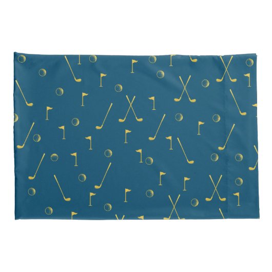 Elegant modern Gold Golf Pattern Golfer Blue Kussensloop (Achterkant-Rechts)