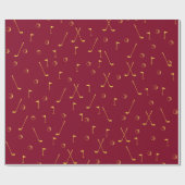 Elegant Modern Gold Golf Pattern Golfer Burgundy Cadeaupapier (Vlak)