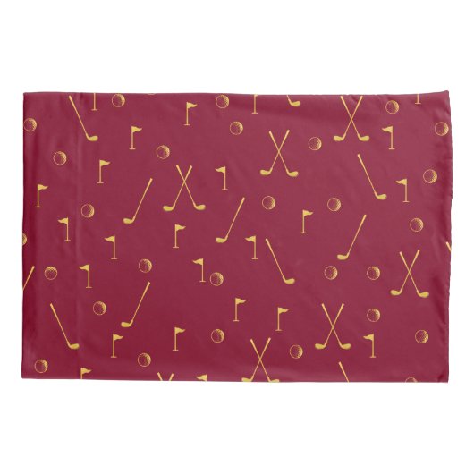 Elegant Modern Gold Golf Pattern Golfer Burgundy Kussensloop (Achterkant-Links)