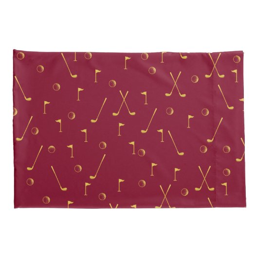 Elegant Modern Gold Golf Pattern Golfer Burgundy Kussensloop (Achterkant-Rechts)
