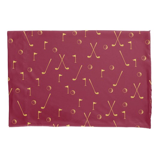 Elegant Modern Gold Golf Pattern Golfer Burgundy Kussensloop (Voorkant-Links)