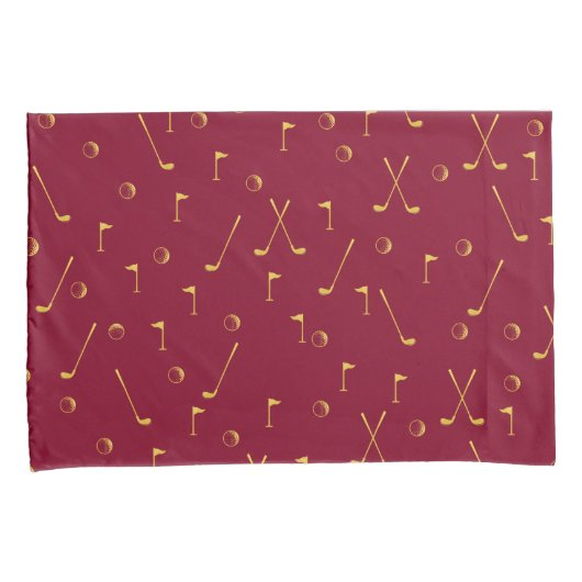 Elegant Modern Gold Golf Pattern Golfer Burgundy Kussensloop (Voorkant-Rechts)