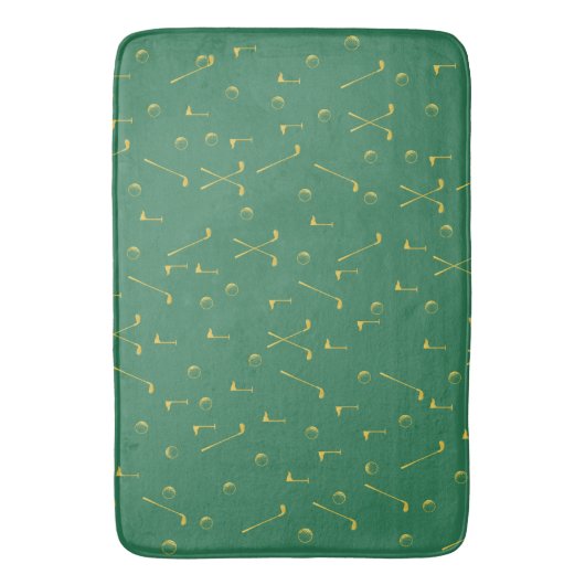 Elegant Modern Gold Golf Pattern Golfer Green Badmat (Voorkant Verticaal)