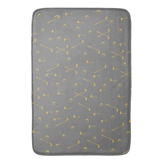 Elegant Modern Gold Golf Pattern Golfer Grey Badmat (Voorkant Verticaal)