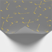 Elegant Modern Gold Golf Pattern Golfer Grey Cadeaupapier (Hoek)