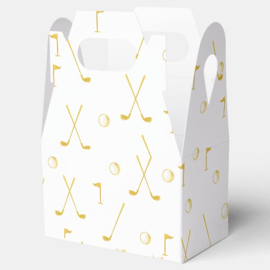 Elegant Modern Gold Golf Pattern Golfer White Bedankdoosjes (Geopend)