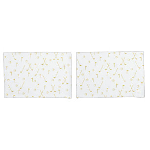 Elegant Modern Gold Golf Pattern Golfer White Kussensloop