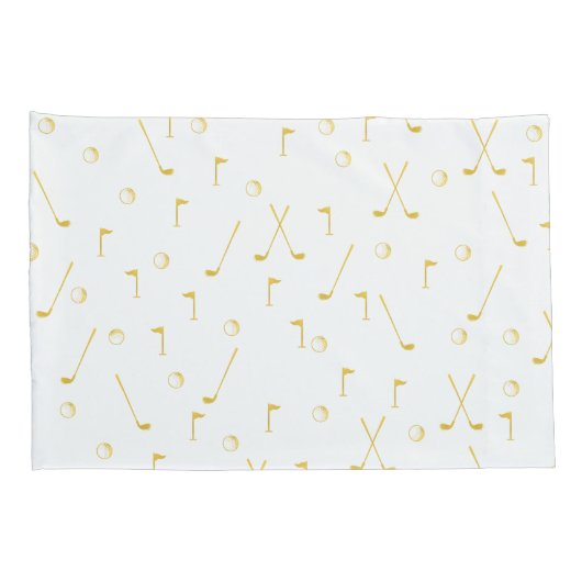 Elegant Modern Gold Golf Pattern Golfer White Kussensloop (Achterkant-Rechts)