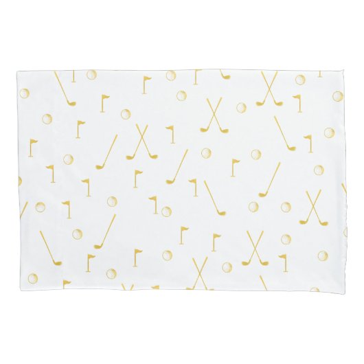 Elegant Modern Gold Golf Pattern Golfer White Kussensloop (Voorkant-Links)