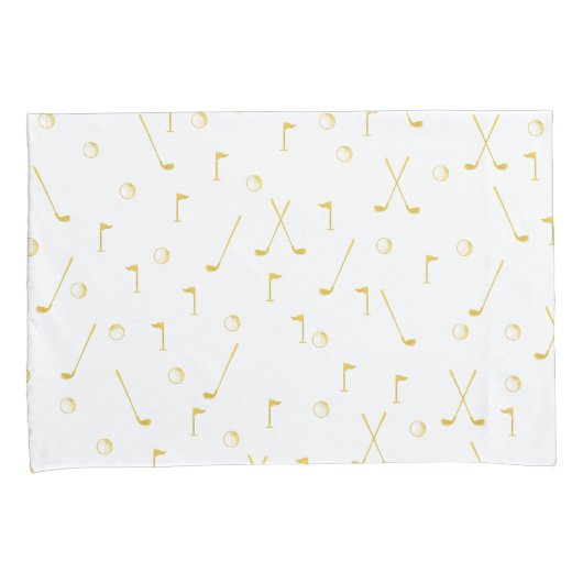 Elegant Modern Gold Golf Pattern Golfer White Kussensloop (Voorkant-Rechts)