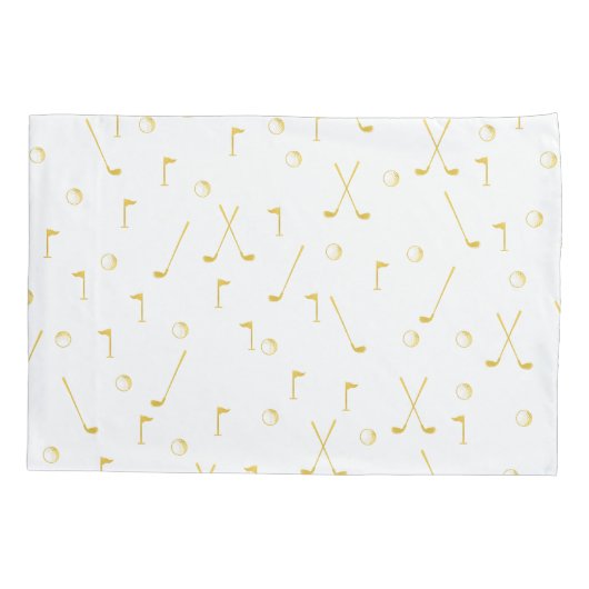 Elegant Modern Gold Golf Pattern Golfer White Kussensloop (Achterkant)
