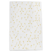 Elegant Modern Gold Golf Pattern Golfer White Medium Cadeauzakje (Voorkant)