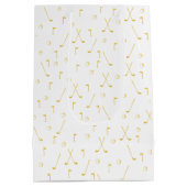 Elegant Modern Gold Golf Pattern Golfer White Medium Cadeauzakje (Achterkant)