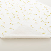 Elegant Modern Gold Golf Pattern Golfer White Sherpa Deken (3/4)