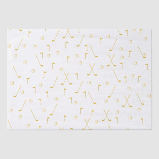 Elegant Modern Gold Golf Pattern Golfer White Tissuepapier (Voorkant)