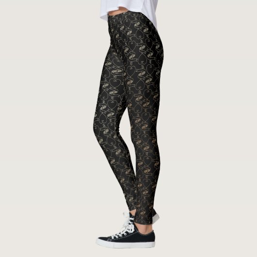 Elegant modern Gold Hearts en Keys Patroon | Leggings (Links)