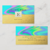 Elegant modern Gold Holographic Monogram Visitekaartje (Voorkant / Achterkant)