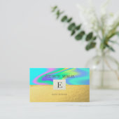Elegant modern Gold Holographic Monogram Visitekaartje (Staand voorkant)