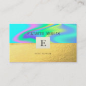 Elegant modern Gold Holographic Monogram Visitekaartje (Voorkant)