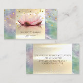 Elegant modern Gold Holographic Pearl Lotus Visitekaartje (Voorkant / Achterkant)