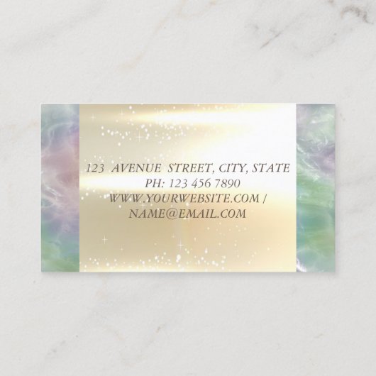 Elegant modern Gold Holographic Pearl Lotus Visitekaartje (Achterkant)