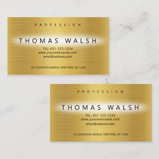 Elegant Modern Gold Kaart met goudlijnen Visitekaartje (Voorkant / Achterkant)