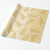 Elegant modern Gold-kerstboompatroon Cadeaupapier (Uitgerold)