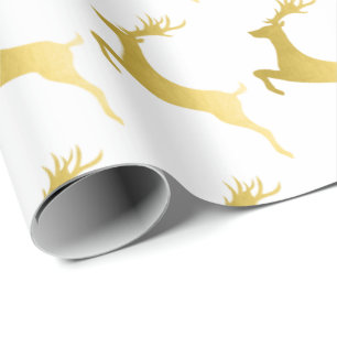Elegant modern Gold-kerstrenrendierpatroon Cadeaupapier