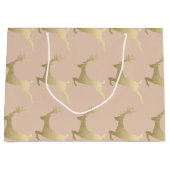 Elegant modern Gold-kerstrenrendierpatroon Groot Cadeauzakje (Voorkant)