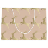 Elegant modern Gold-kerstrenrendierpatroon Groot Cadeauzakje (Achterkant)