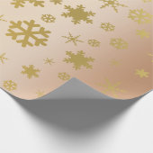 Elegant & modern Gold-kerstsnowflake-patroon Cadeaupapier (Hoek)