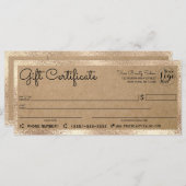 Elegant modern Gold Kraft Check Cadeaucertificaat (Voorkant / Achterkant)