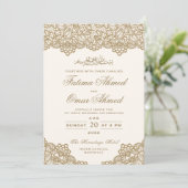 Elegant Modern Gold Lace Cream Islamic Muslim Kaart (Staand voorkant)