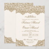 Elegant Modern Gold Lace Cream Islamic Muslim Kaart (Voorkant / Achterkant)